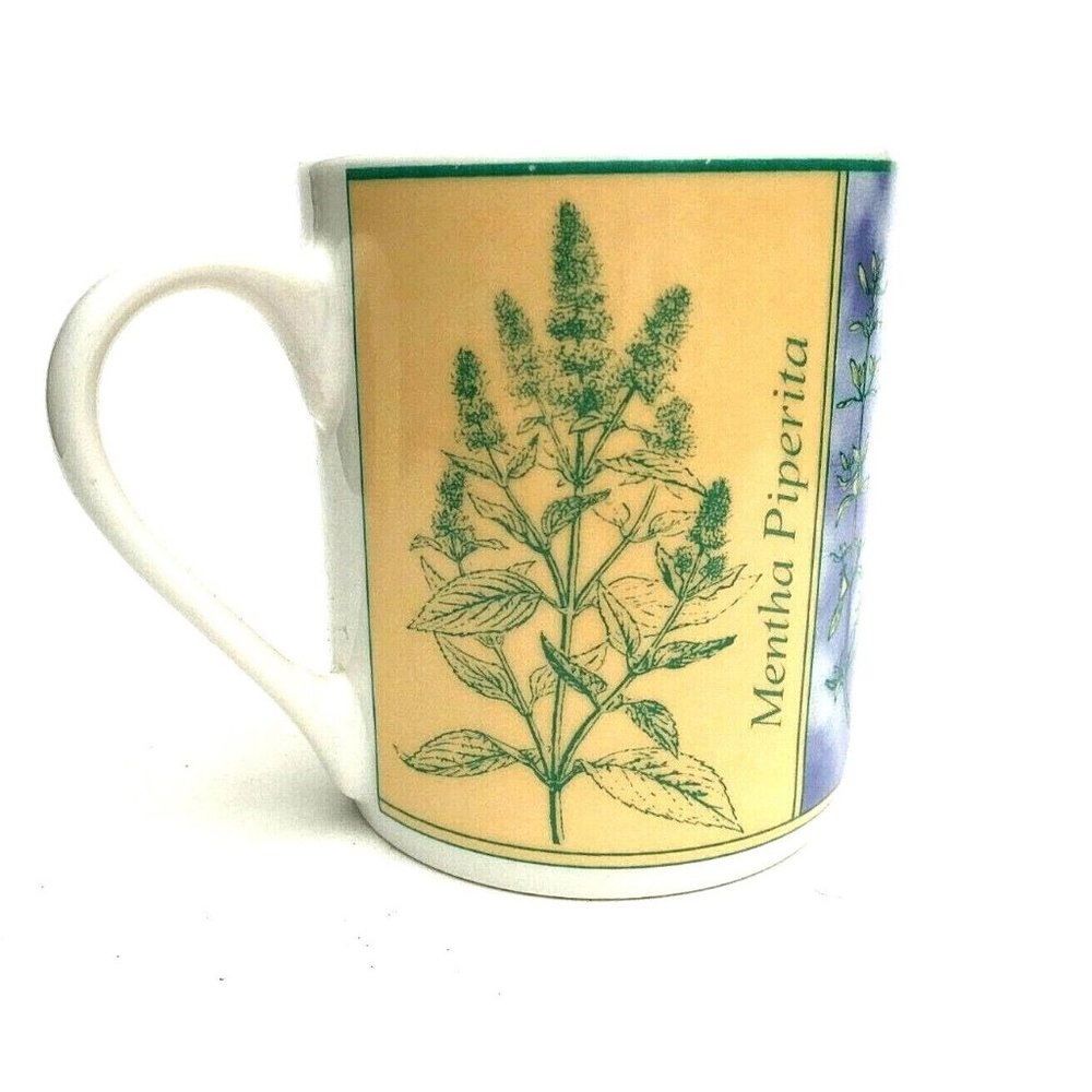 Danesco Floral Coffee Mug Ceramic Tan Purple Green